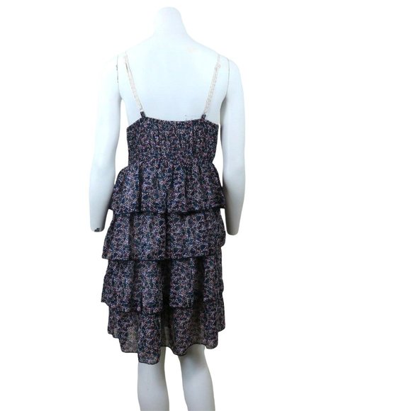 Keren Hart Slip Dress L Crocheted Tiered Ruffles Spaghetti Straps Lined NWT - Picture 7 of 12